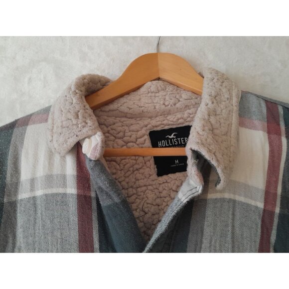 Hollister Mens Fleece Lined Shacket Outdoor School Work Size Pockets Medium - Picture 2 of 8